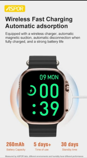 ASPOR Smartwatch Ultra â€“ Infinite Display, Bluetooth Calling, Fitness Tracking & Sports Modes