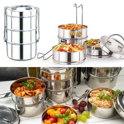 4 Tier Stainless Steel Tiffin Lunch Box for School/Office