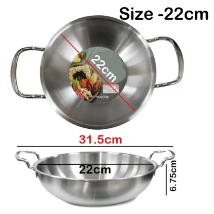 Stainless Steel Low Stew Pot with Glass Lid ,Induction Base/Gas Cooker Compatibl