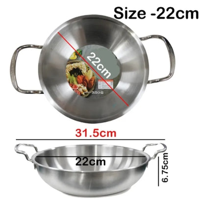 Stainless Steel Low Stew Pot with Glass Lid ,Induction Base/Gas Cooker Compatibl