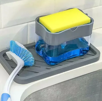 2-In-1 Kitchen Soap Pump Dispenser & Sponge Holder Caddy | Countertop Liquid Soap Organizer Box