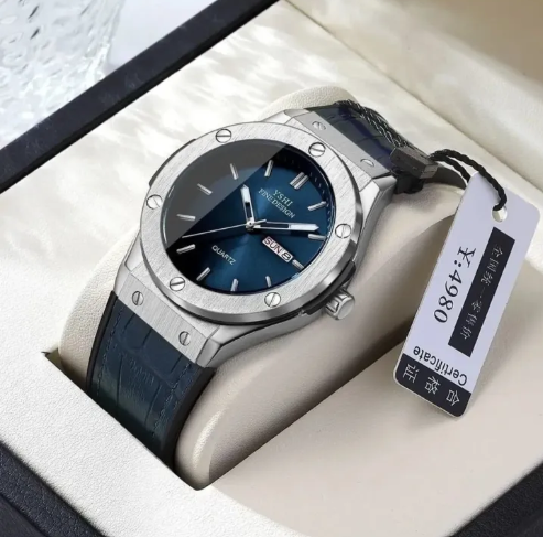 LOUIS CLARKE Men's Waterproof Quartz Watch - Luminous Date/Week Silicone Strap