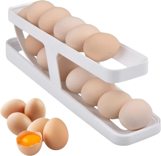 Automatic Rolling Egg Dispenser Refrigerator Egg Storage Rack Holder Double Layer
