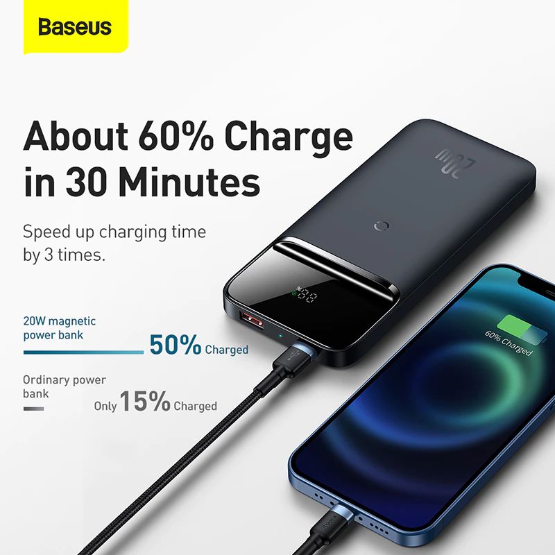 Baseus PD 20W Power Bank 10,000mAh With Magnetic MagSafe Wireless Charging & USB-C