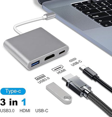 3 In 1 USB 3.0 Hub Type C Multiport Adapter HD 4K PD Fast Charger Docking Station