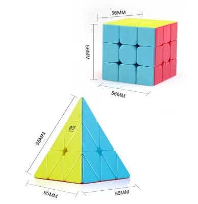 2 In 1 -Stickerless Speed Cube Magic Cube Smoothly Puzzle Cube Collection- 3X3 & Pyramid Cube