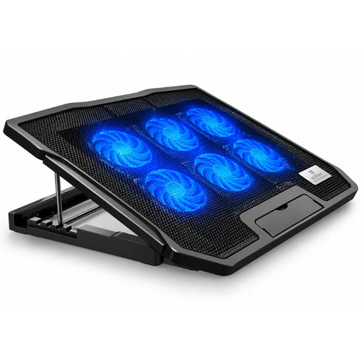 H9/P9 Laptop Cooling Pad – 6 Fans, Adjustable Stand, Dual USB Ports & LED Backlight for Notebook