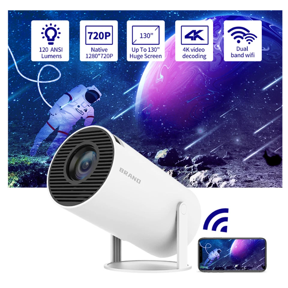 HY 300 Pro Projector for Home Portable HD Android 12 Short 4K & 1080p HY300 4K Smart Projector Android 11 Portable Wifi Mini Bluetooth 200Ansi Home Theater for SAMSUNG Apple Phone Movie