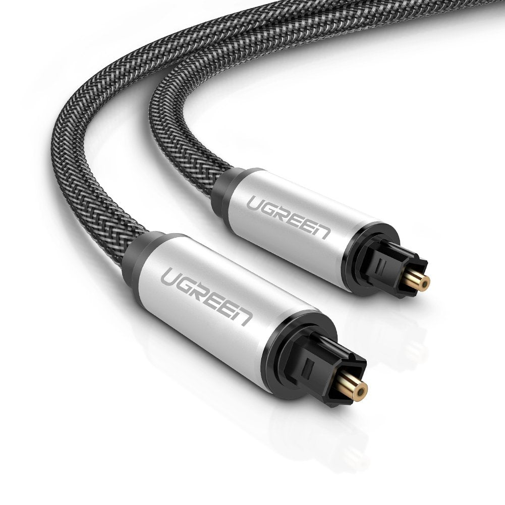UGREEN Digital Audio Optical Cable Nylon Braided Toslink Fiber Optic Cord Connector 24K Gold Plated for Soundbar, Home Theate