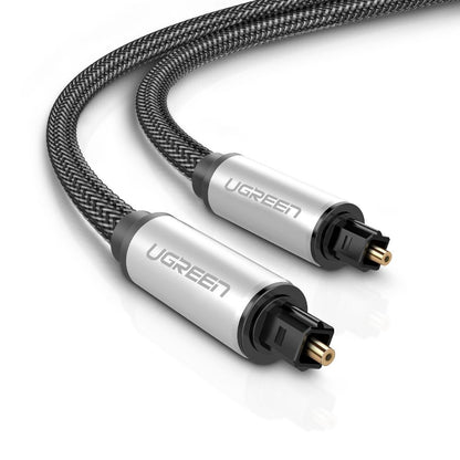 UGREEN Digital Audio Optical Cable Nylon Braided Toslink Fiber Optic Cord Connector 24K Gold Plated for Soundbar, Home Theate