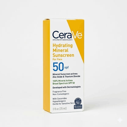 CeraVe Hydrating Mineral Sunscreen 75Ml SPF 50 Face Sun Cream