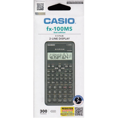 CASIO FX-100MS 2nd Gen Non-Programmable Scientific Calculator, 300 Functions and 2-line Display