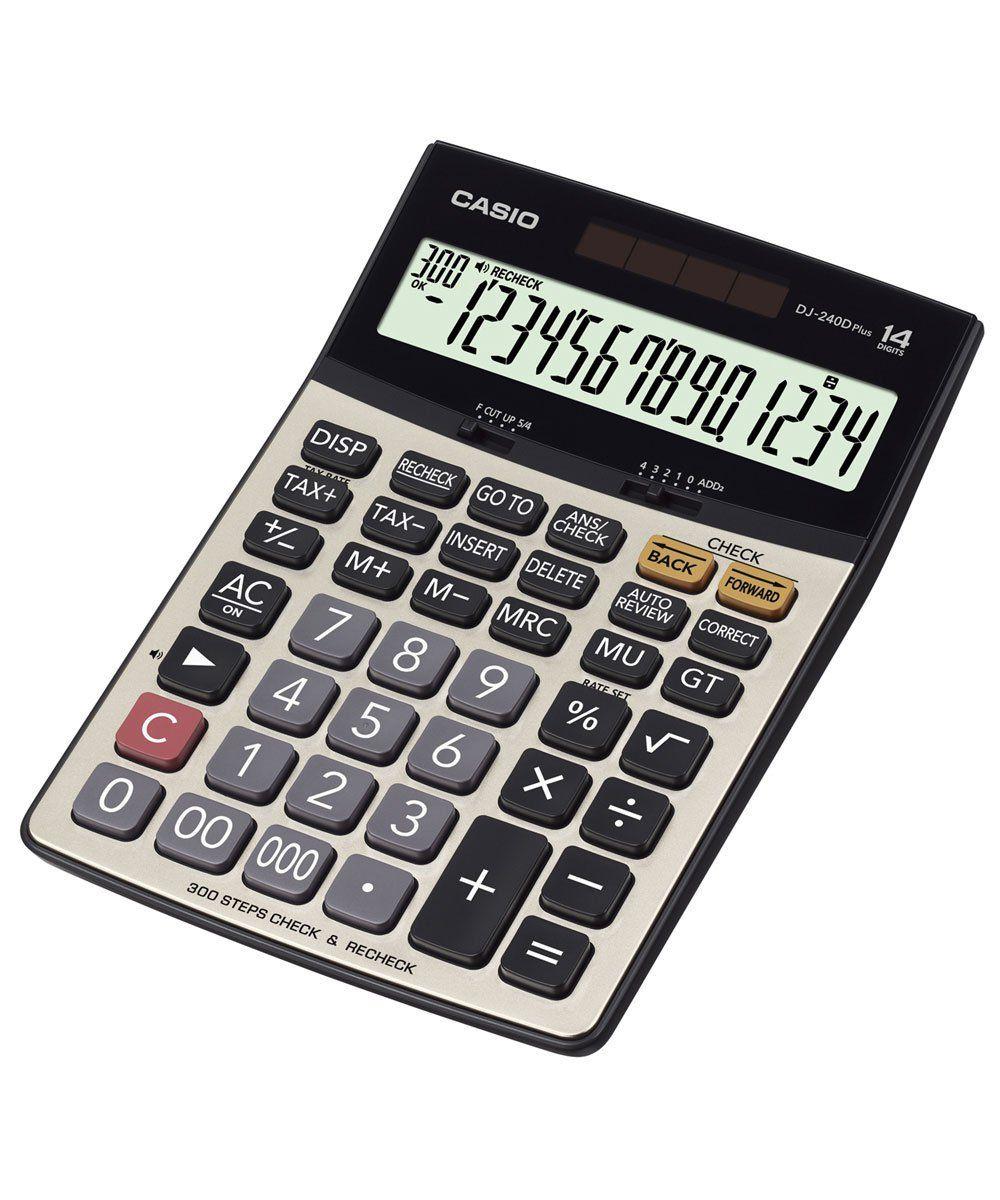 Original Casio DJ-240D Plus 300 Steps Check and Correct Premium Desktop Calculator with Metallic faceplate & Bigger Screen/Keys (14 Digit)