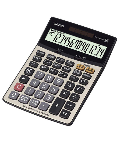 Original Casio DJ-240D Plus 300 Steps Check and Correct Premium Desktop Calculator with Metallic faceplate & Bigger Screen/Keys (14 Digit)