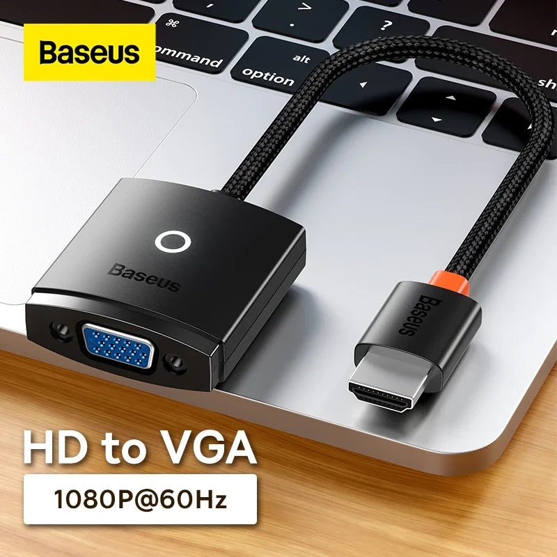 Baseus 1080P HDMI-Compatible to VGA Adapter HD Digital Male To Female Cable Converter for Xbox PS5 PS4 TV Box Laptop Projector