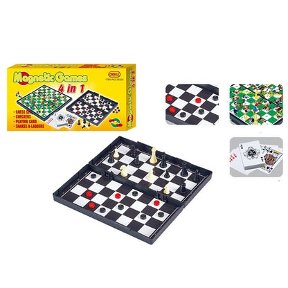 4 In 1 Magnetic Games Board Chess , Snake and Ladder , Card Games