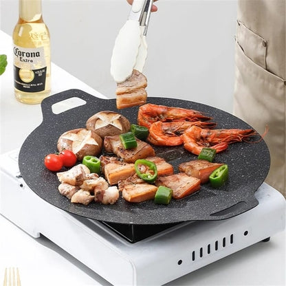 Korean BBQ Grill, Good Insulation Heat Resistant Solid Grilling Pan Nonstick for Outdoor Indoor