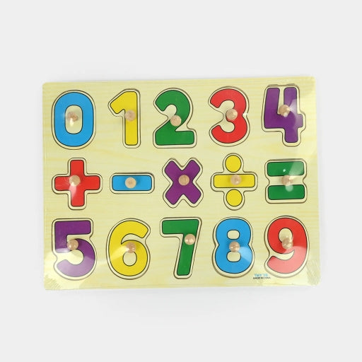 0-9 Wooden Number & Math Signs Picture Board with Knobs - (1C242) - Learning Educational Math Toys