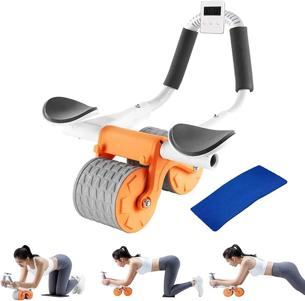 Automatic Rebound Abdominal Wheel with Elbow Support | Non-Slip Double Wheel Ab Exercise Roller