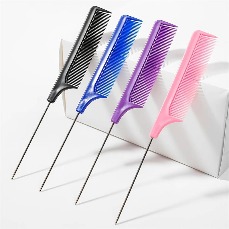 Deluxe Pointed Tail Anti-Static Hair Comb - Professional Barber Steel Needle Comb for Hair Dye