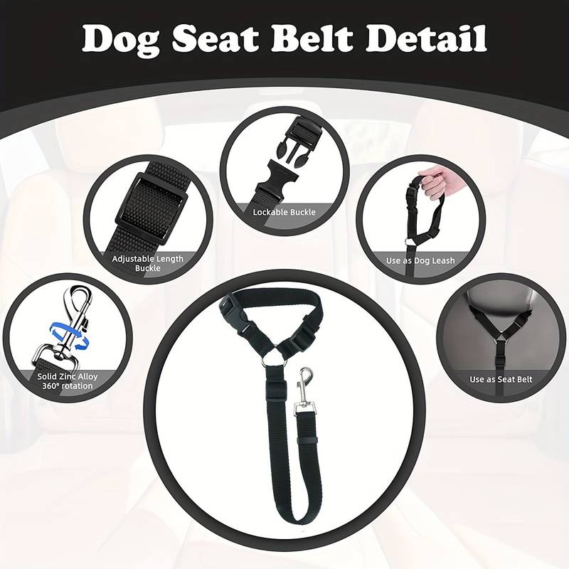 Car Dog Seat Belt and Pet Leash Rope Adjustable Harness Seatbelt Lead Accessories