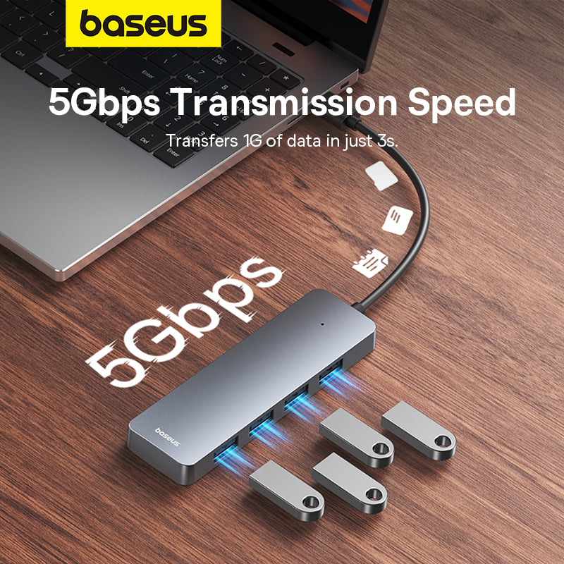 Baseus 4-Port HUB UltraJoy Series Lite- 15cm Space Grey USB-A to USB3.0 x 4