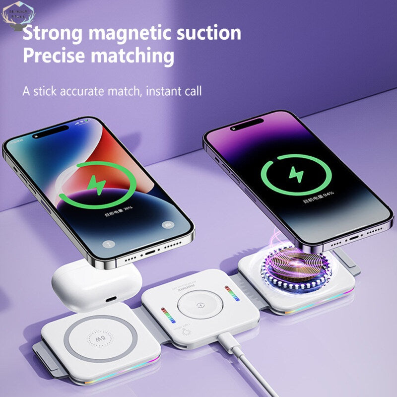 Remax RP-W72 22.5w 3in1 Magnetic Wireless Charger For Mobile Smart Watch & Wireless Earbuds