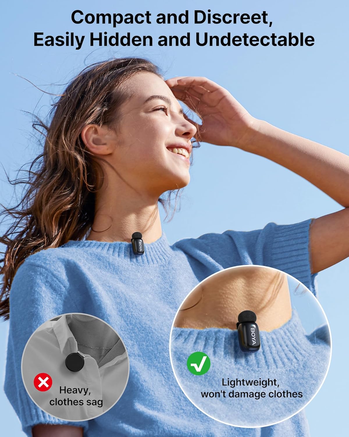 BOYA Mini 2.4Ghz Ultra Mini Wireless Microphone - Dual Wireless Microphones With Charging Case For ( Andriod Type-C and  phone IOS )