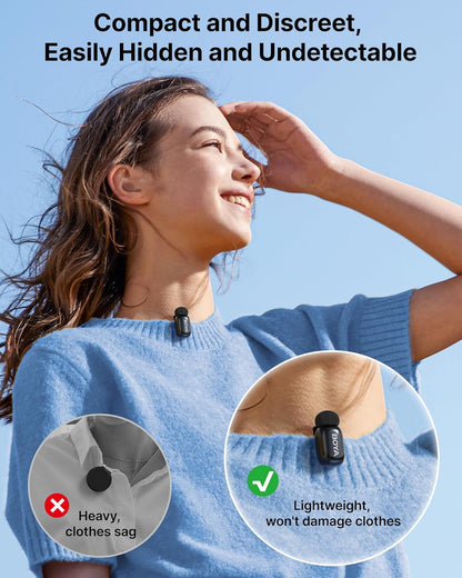 BOYA Mini 2.4Ghz Ultra Mini Wireless Microphone - Dual Wireless Microphones With Charging Case For ( Andriod Type-C and  phone IOS )