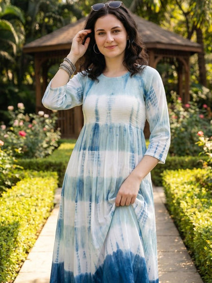 Tie and Dye Dyed a-Line Midi Dress