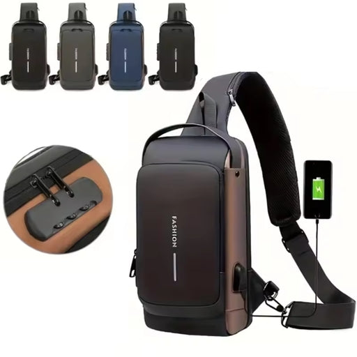 Luxury Waterproof Bag Men's Multifunction Anti-Theft USB Shoulder Bag Man Crossbody Cross Body Bag