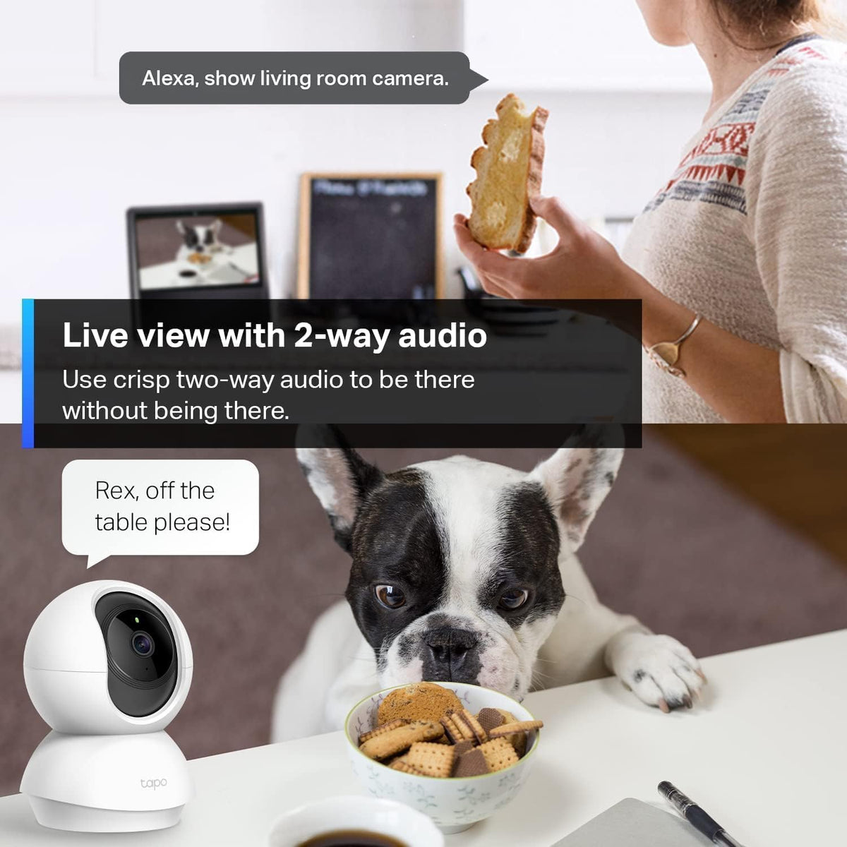 TP-Link Tapo C200 Pan/Tilt Security Camera for Baby Monitor, Pet Camera w/Motion Detection, 1080P, 2-Way Audio, Night Vision, Cloud & SD Card Storage, Works with Alexa & Google Home