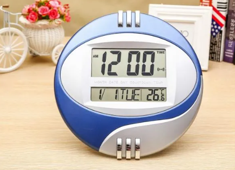 LCD Digital Wall Alarm Clock Round Shape