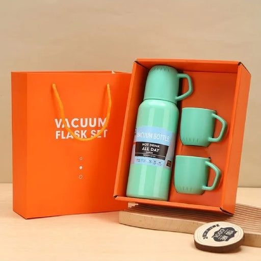Stainless Steel Insulated Vacuum Flask Water Bottle Gift Set with 3 Cups SMT
