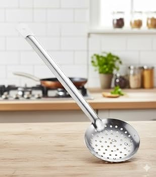 Stainless Steel Skimmer for Frying Puris, 36Cm Oil Strainer, Spoon