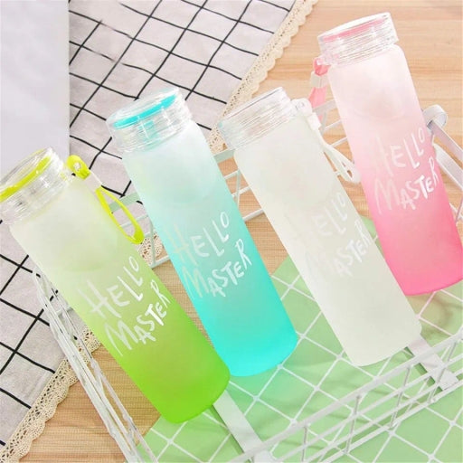 Hello Master Glass Water Bottle with Airtight Cap Holder Strap, 480Ml Random Colours