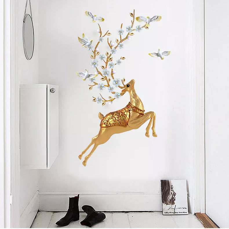Buy More Gold Deer with Wall decoration stickers room wallpaper bedroom nursery kids room Home decoration Wall Stickers