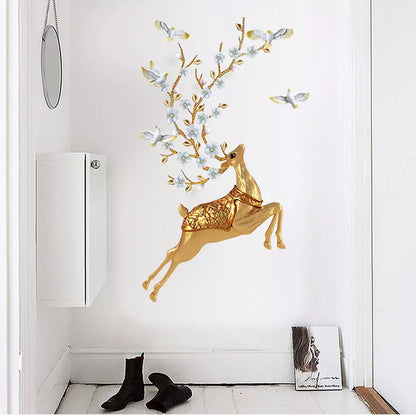 Buy More Gold Deer with Wall decoration stickers room wallpaper bedroom nursery kids room Home decoration Wall Stickers