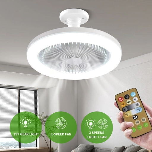 Ceiling Fan with Lighting LED Light Adjustable Wind Speed Remote Control Bedroom 5 Blades