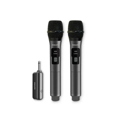 Philips Original Wireless Microphones , Dynamic Microphones with Adjustable Sensitivity & Rechargeable Receiver