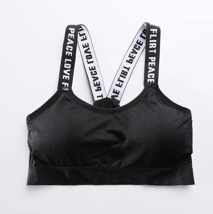 Women Sport Bra Fitness Letters Yoga Wrap Chest Bra Running Yoga Gym Fitness Crop Top