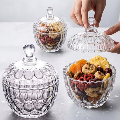 Glass Candy Dish with Lid Crystal Candy Serving Bowl Sugar Bowl