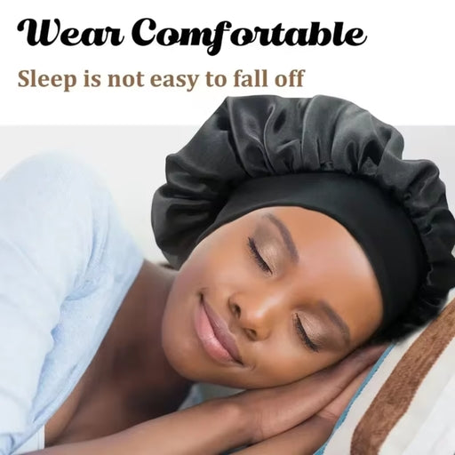Luxurious Satin Sleep Cap for Women - Wide Elastic Band, Gentle on Hair, Perfect for Nighttime Wear