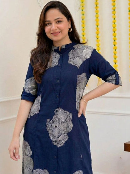 Women Floral Printed Regular Chanderi Cotton Kurta with Palazzos