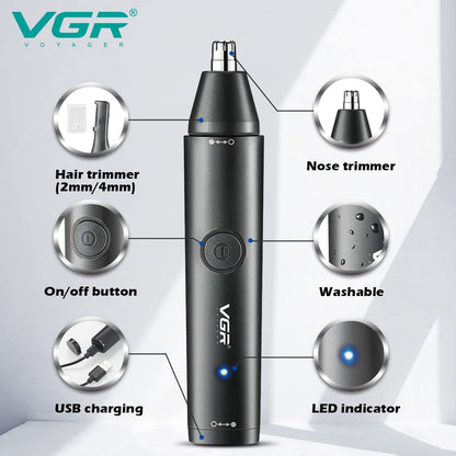 VGR Branded V-613 Ear, Nose & Eyebrow Trimmer Professional USB Rechargeable Nose Trimmer for Men and Women Nose Clippers Eyebrow Facial Hair Trimmer Body Grooming Kit
