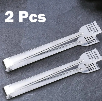 11 Inches-Stainless Steel BBQ Food Tongs Bread Clip Pastry Clamp Barbecue Kitchen Tongs 1, 2 Pcs