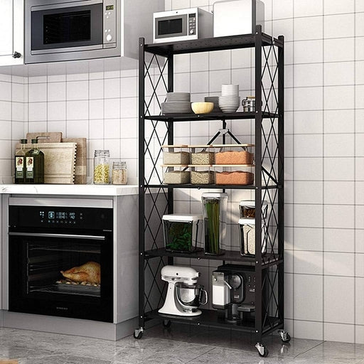 5-Layer Foldable Storage Rack, Heavy Storage Shelf Unit, Installation-Free, Steel Organizer