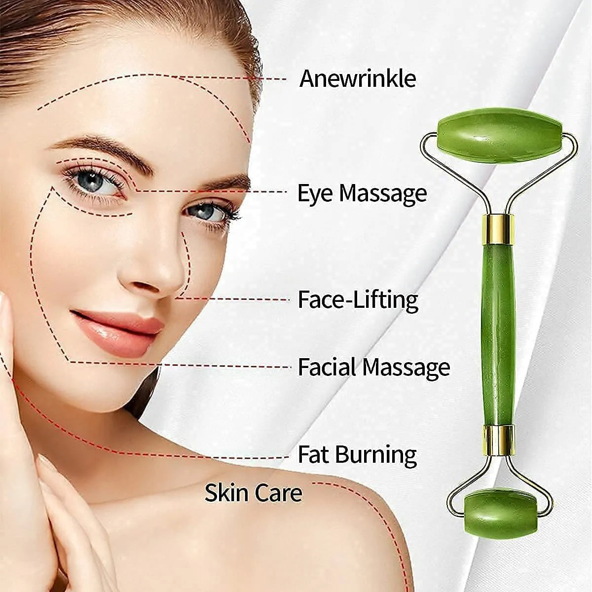 Natural Jade Roller & Gua Sha Set | Anti-Aging Facial & Neck Massager