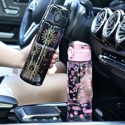 Cute Sun & Flower BPA-Free Water Bottle – Large Capacity Leakproof Sports & Travel Tumbler