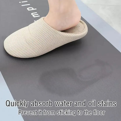 2-In-1 Kitchen Floor Mat "Sweet Home" Embossed | Non-Slip Oil & Water Absorbent Doormat